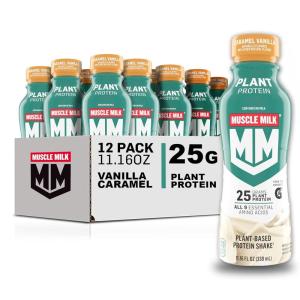 imageMuscle Milk Plant Based Protein Shake Vanilla Caramel 1116 Fl Oz Pack of 12Vanilla Caramel