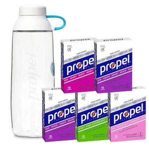 imagePropel Electrolyte Enhanced Water Drink Mix Powder Packets 4 Flavor Variety Pack Zero Calorie ampamp Zero Sugar Hydration with Electrolytes and Vitamins C ampamp E 50 PacketsBottlePowder Bundle
